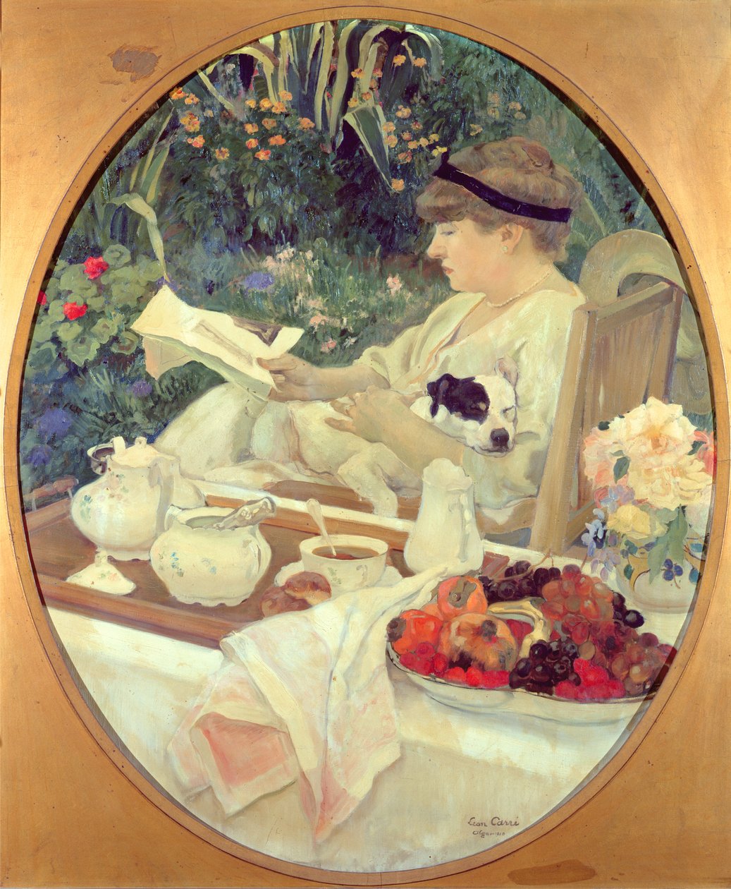 Te i trädgården, 1910 av Leon Georges Carre