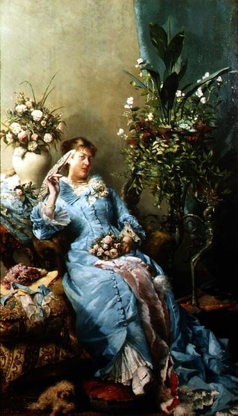 Dam med en fläkt av Leon Henri Marie Frederic