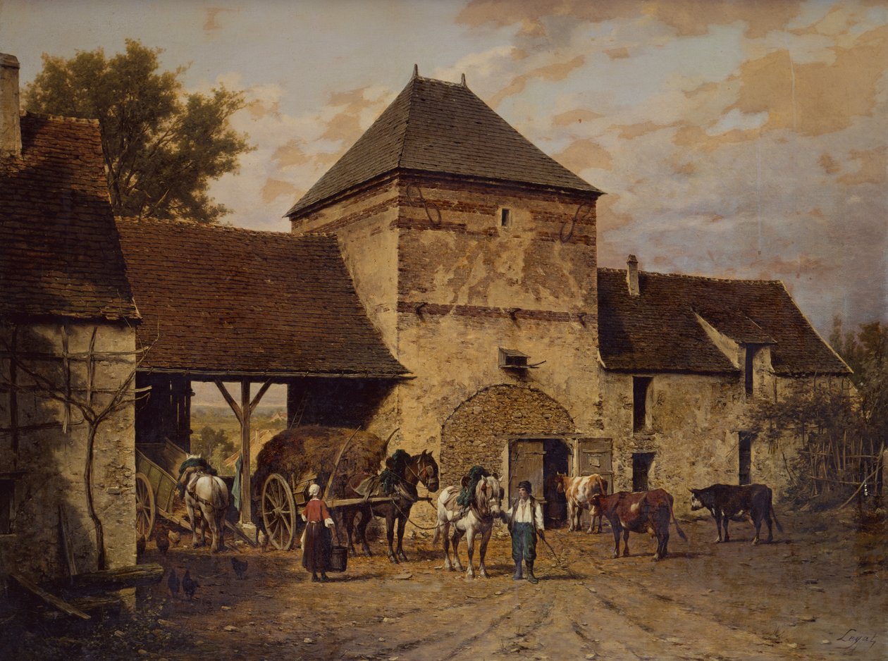 The Farmyard (olja på duk) av Leon Legat
