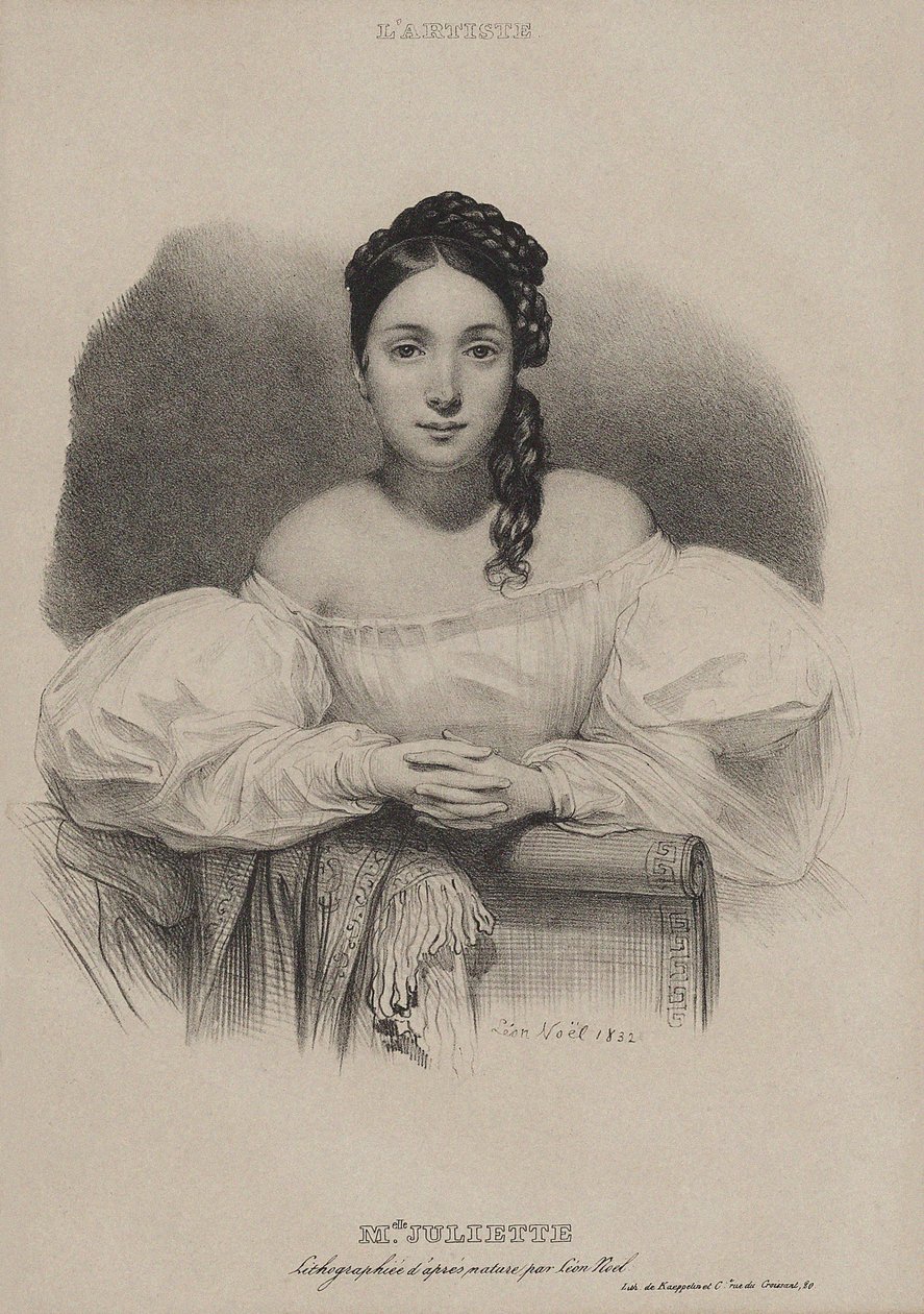 Porträtt av Juliette Drouet 1806-1883, 1832. av Leon Noel
