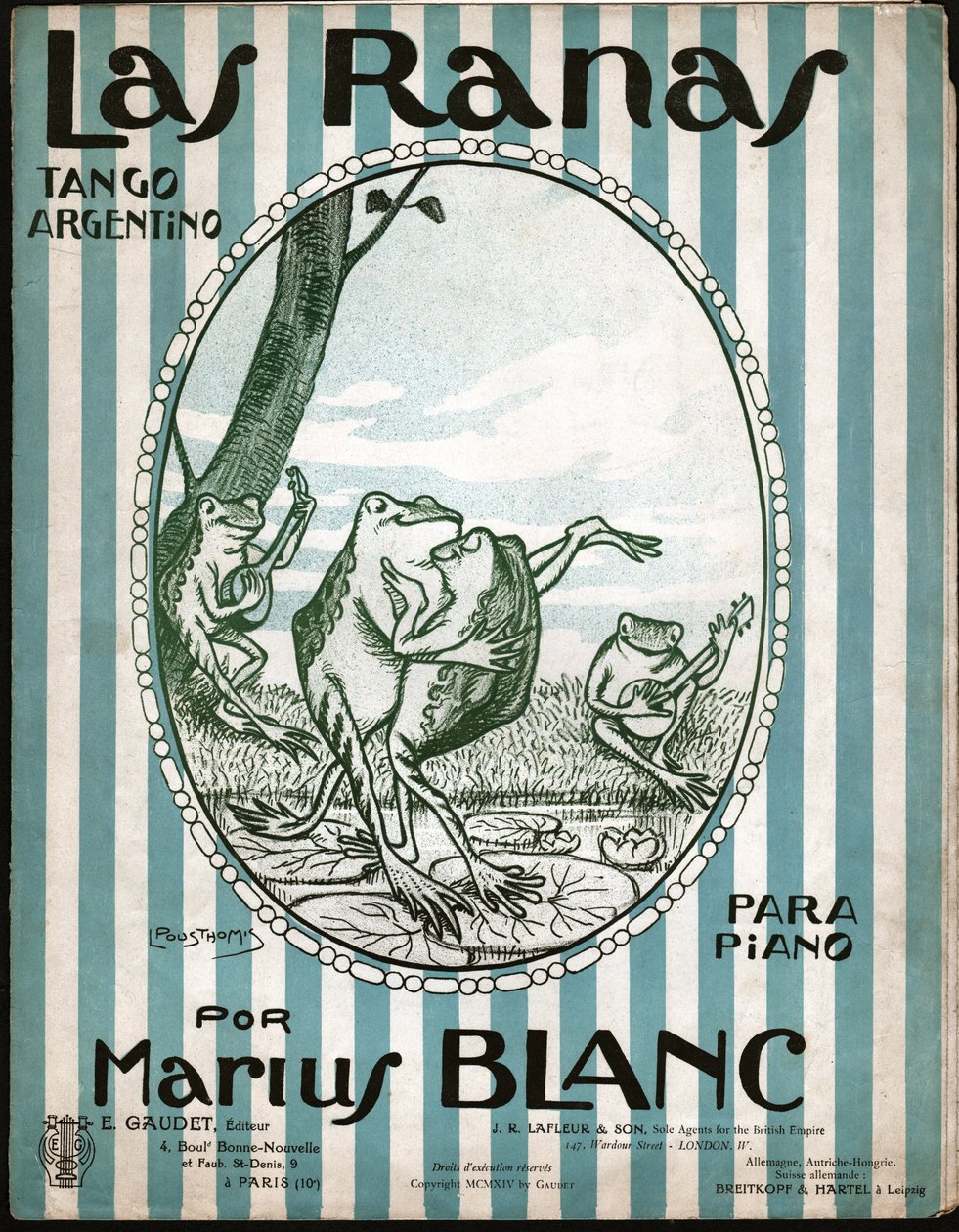 Grodor som dansar tango. 1914 (illustration) av Leon Pousthomis