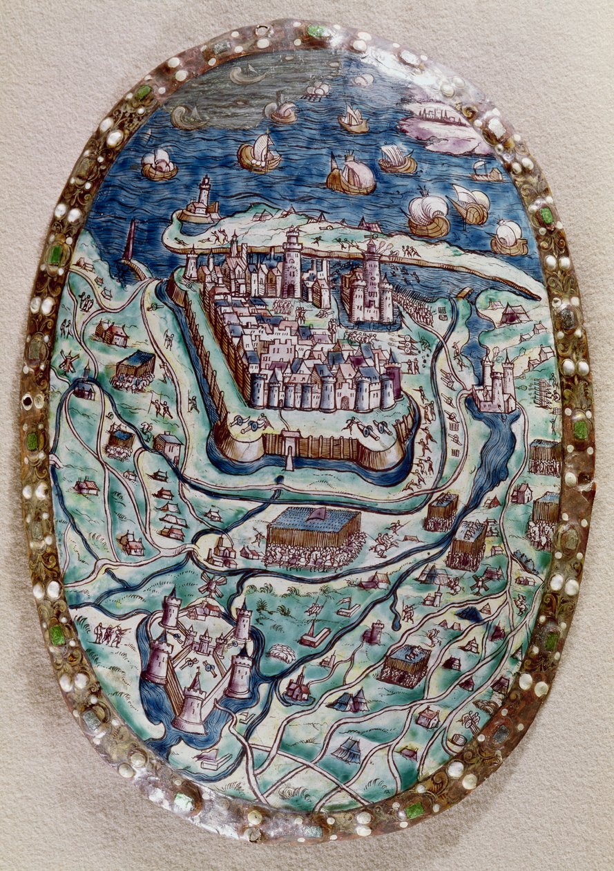 Fransmännens fångst av Calais 1558 (emalj) av Leonard Limosin