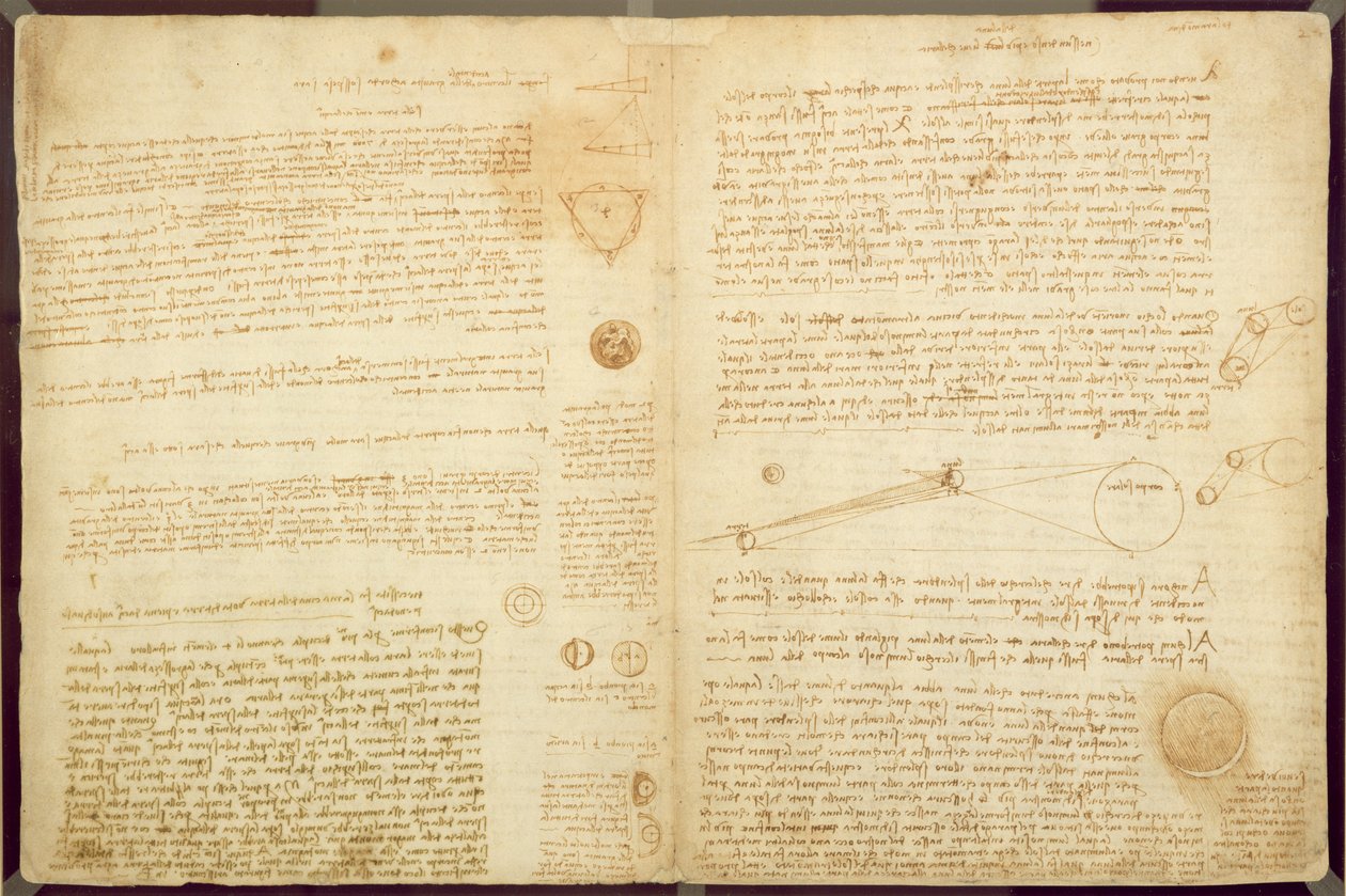 En sida från Codex Leicester, 1508-12 (sepia bläck på linnepapper) av Leonardo da Vinci