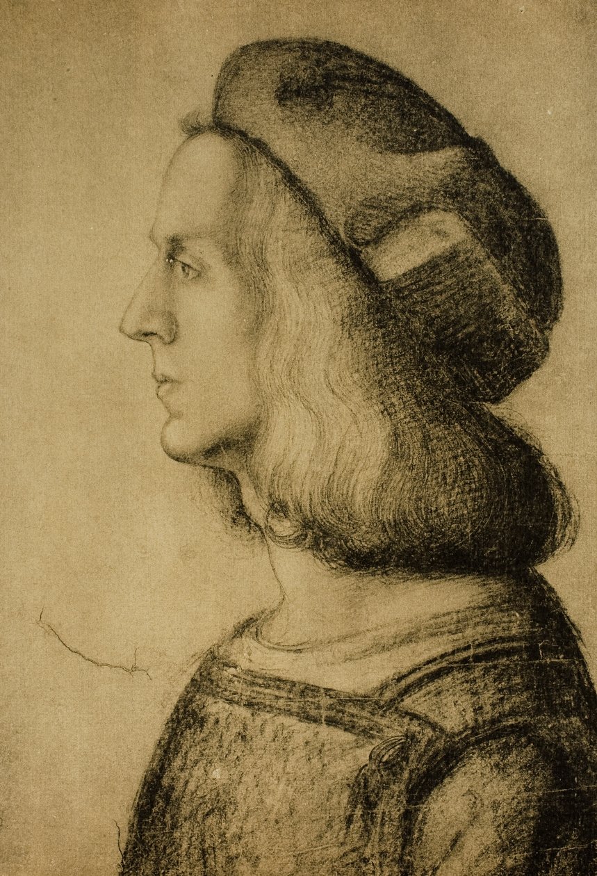 Byst av en man i profil, teckning av Leonardo da Vinci. Cabinet of Drawings and Prints, Uffizi Gallery, Florens av Leonardo da Vinci