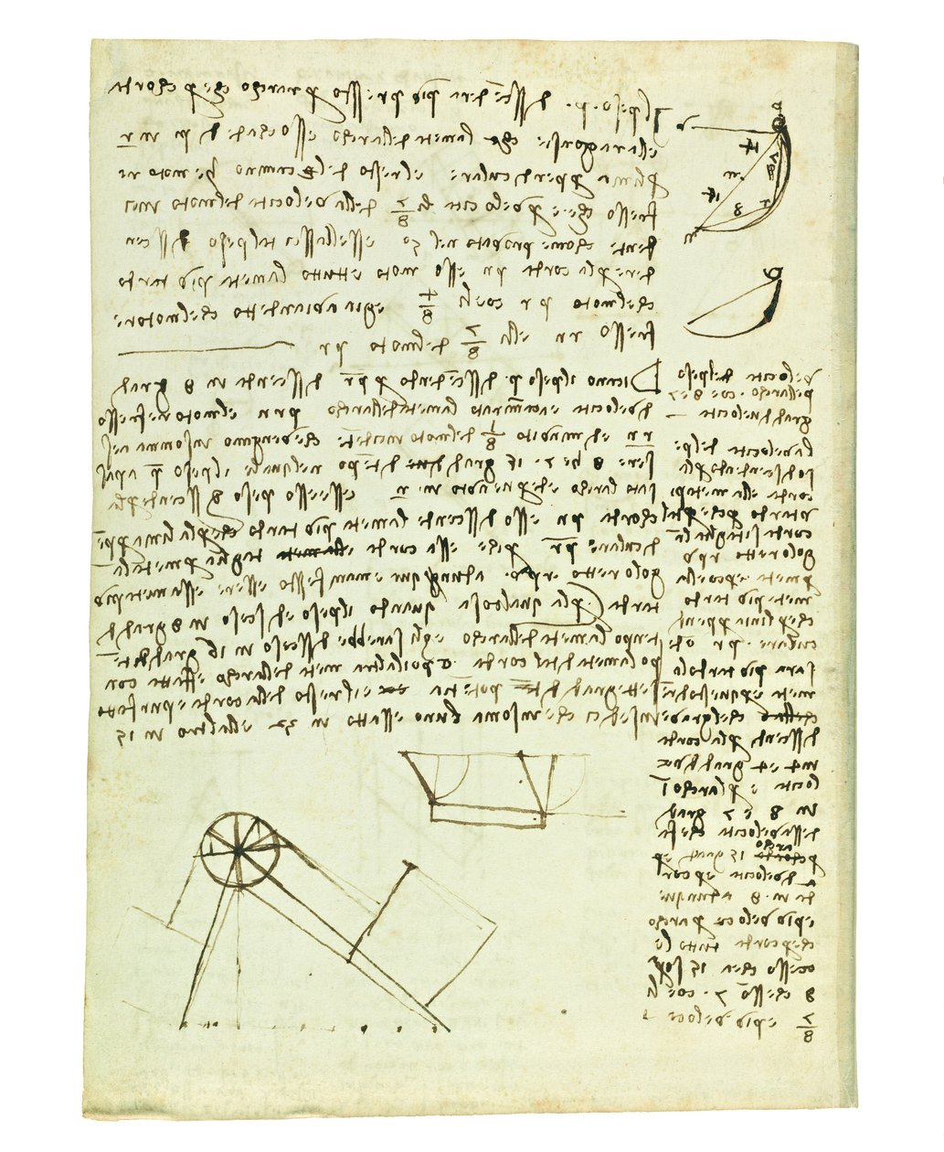 Codex om fåglarnas flygning, Folio 1 verso av Leonardo da Vinci