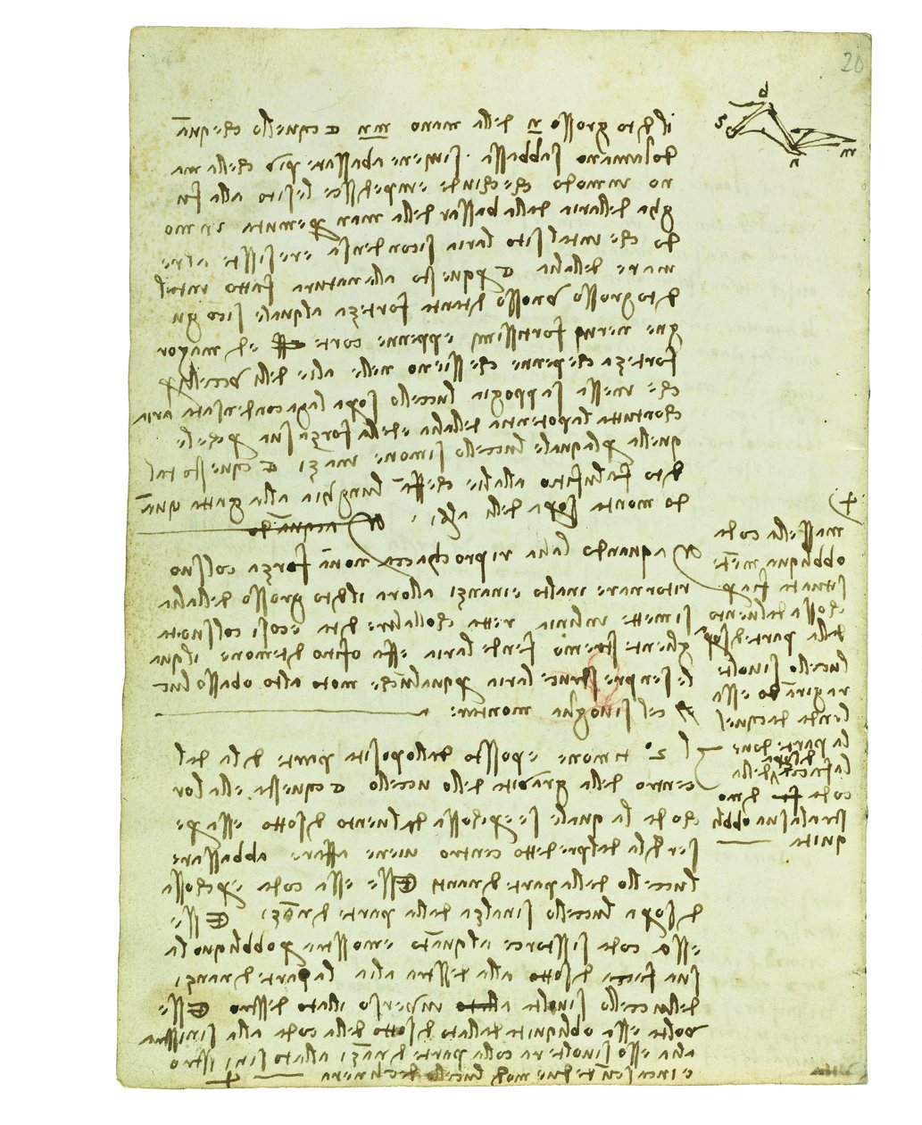 Codex om fåglarnas flygning, Folio 13 verso av Leonardo da Vinci