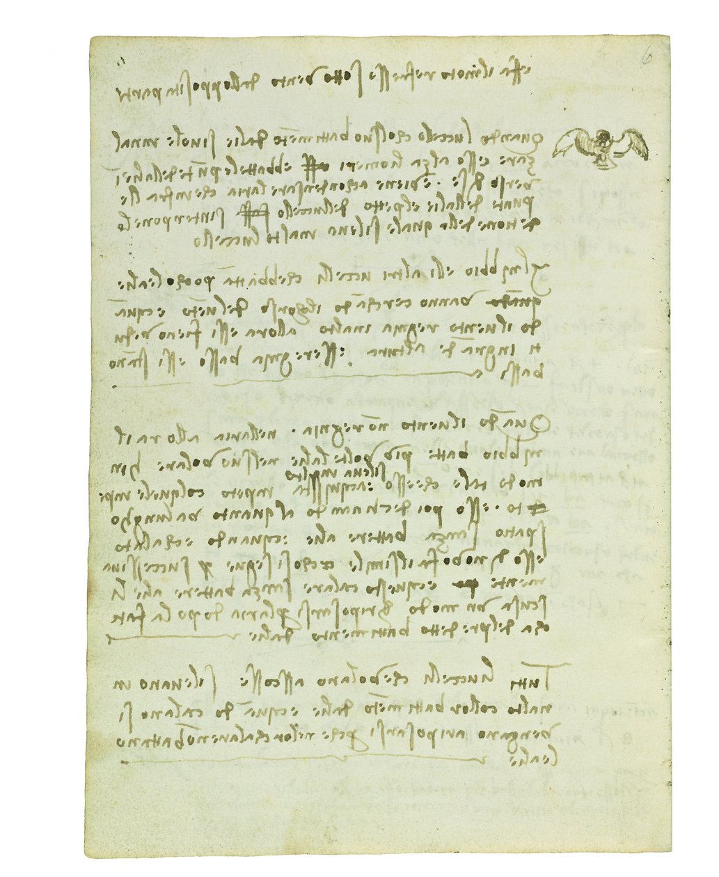 Codex om fåglarnas flygning, Folio 5 verso av Leonardo da Vinci