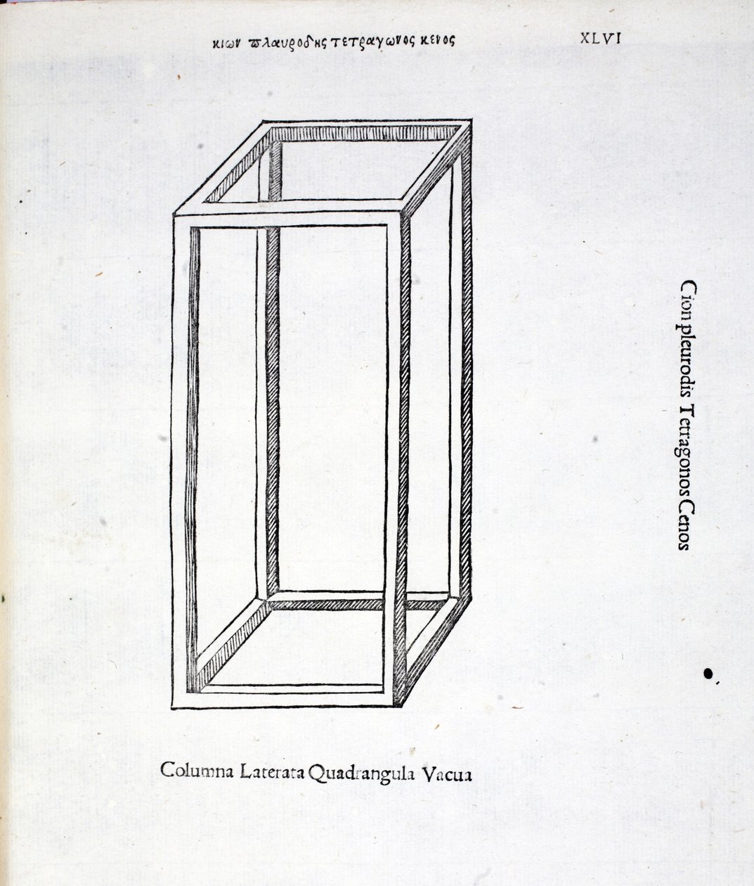 Den tomma laterala kolumnen, illustration från "gudomlig proportion" av Luca Pacioli (c.1445-1517), ursprungligen pub. Venedig, 1509 av Leonardo da Vinci