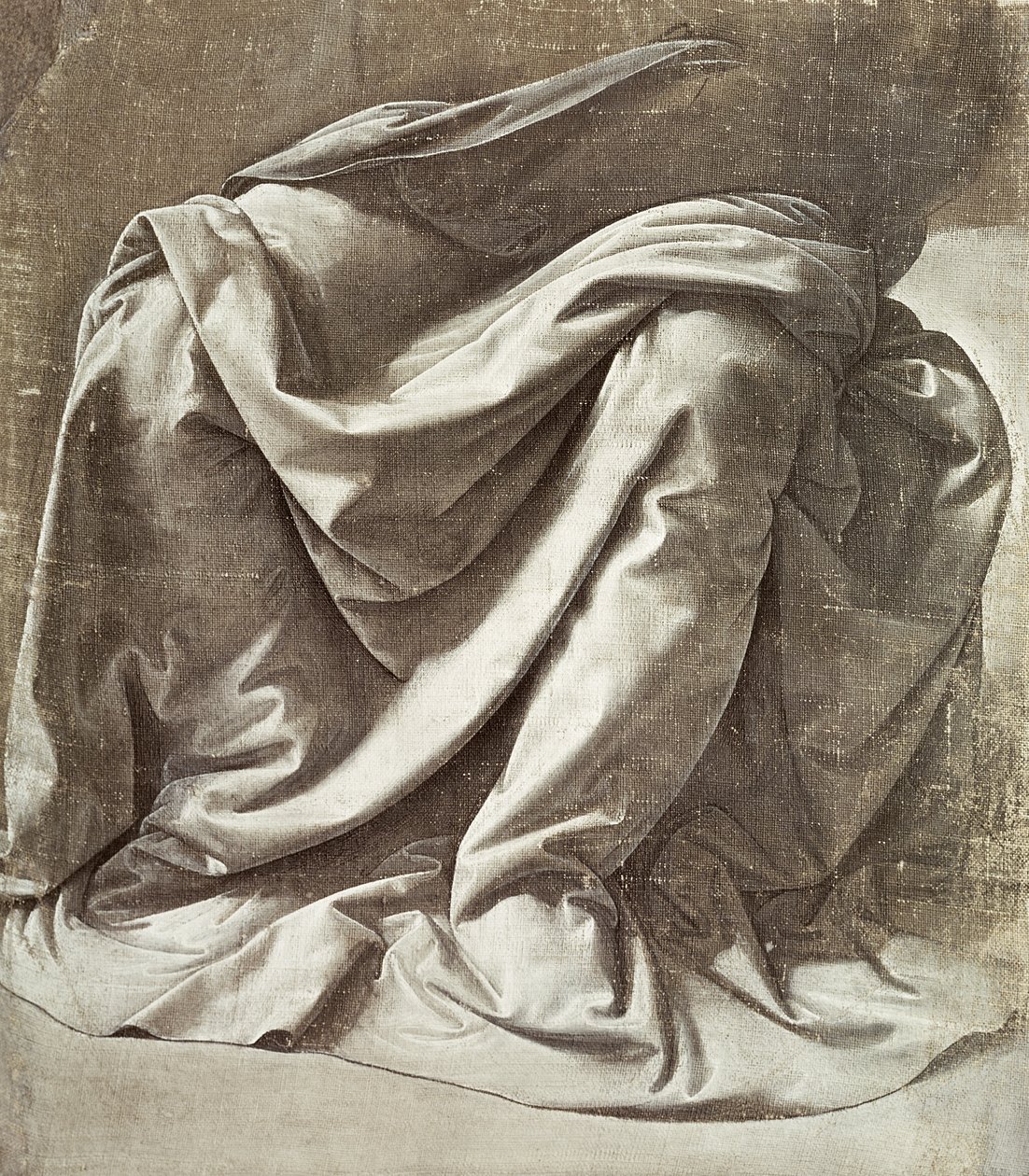Draperistudie til en siddende figur, ca. 1475-80 (lærred) swed av Leonardo da Vinci