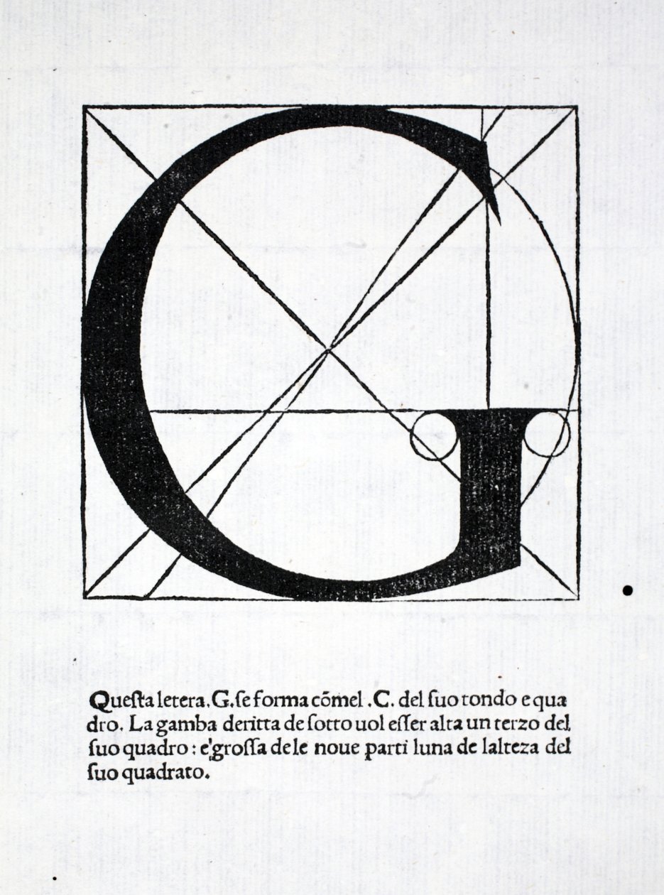 G, illustration från "Divina Proportione" av Luca Pacioli (c.1445-1517), ursprungligen pub. Venedig, 1509 av Leonardo da Vinci
