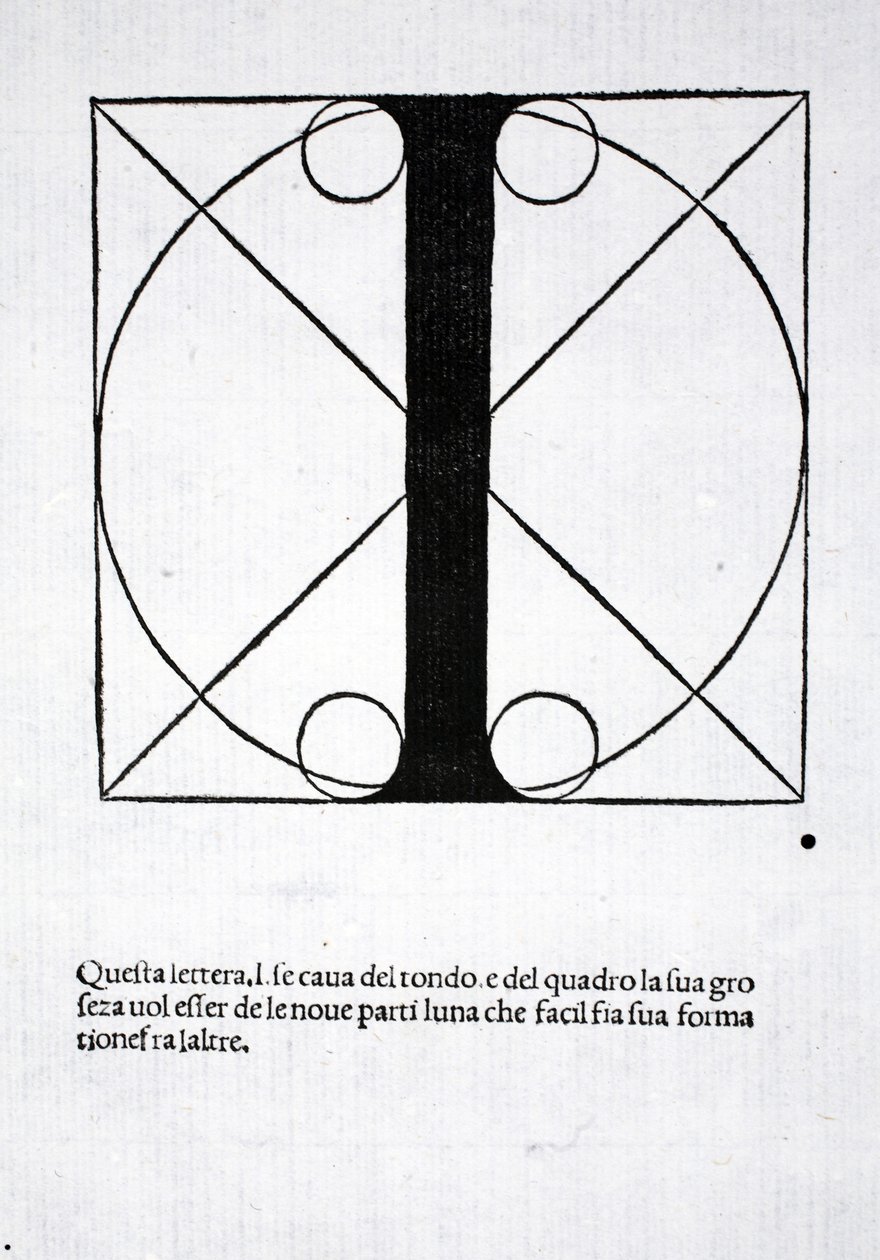 I, illustration från "Divina Proportione" av Luca Pacioli (c.1445-1517), ursprungligen pub. Venedig, 1509 av Leonardo da Vinci