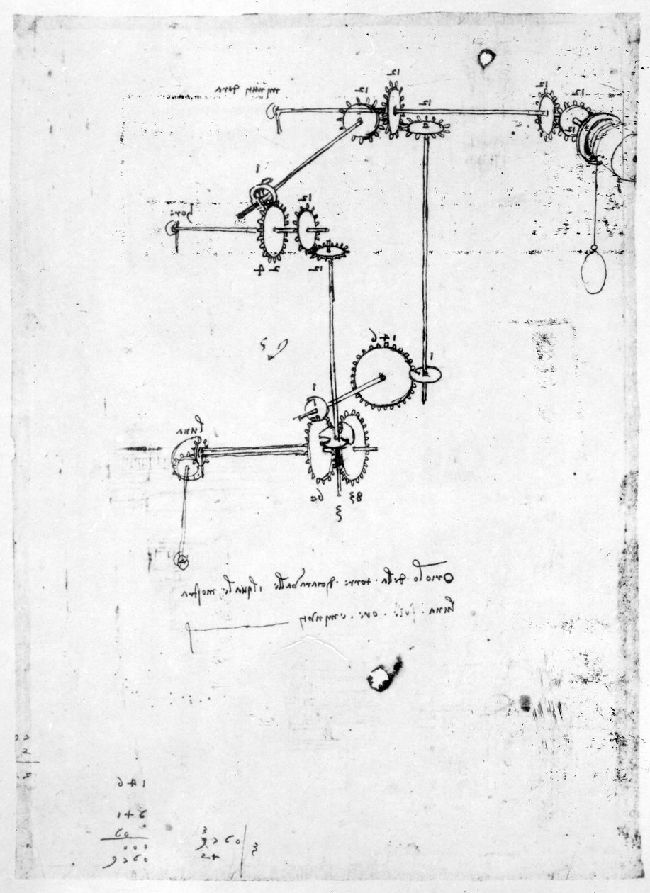 Maskinkonstruktioner, fol. 399v-b (penna och bläck på papper) av Leonardo da Vinci