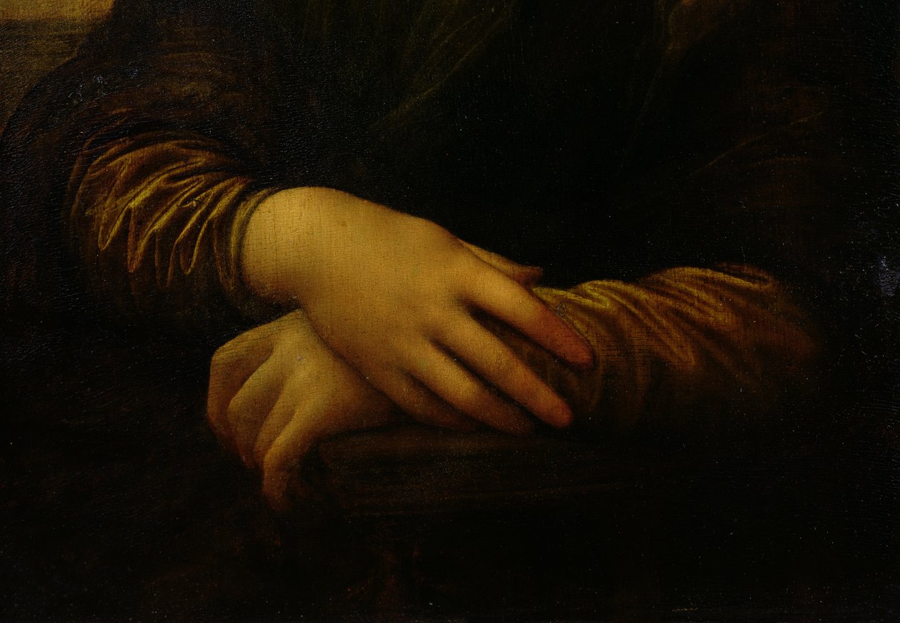 Mona Lisa, detalj av hennes händer, c.1503-06 av Leonardo da Vinci