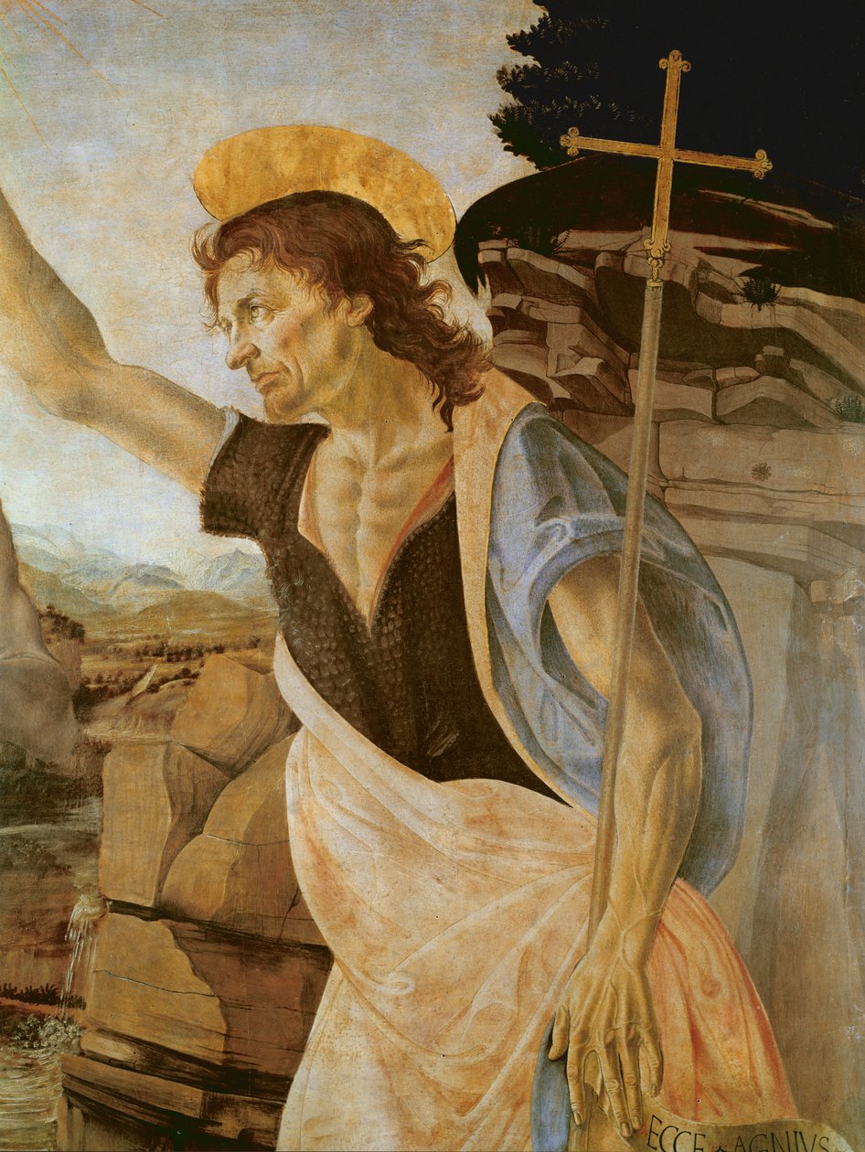 Kristi dop, detalj av Johannes Döparen, 1470-80 av Leonardo da Vinci