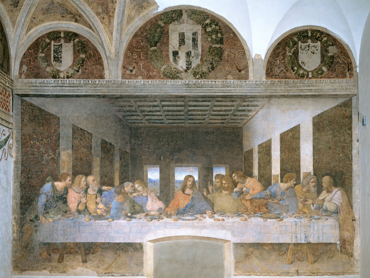 Den sista måltiden, 1495-97 (efter restaurering) av Leonardo da Vinci