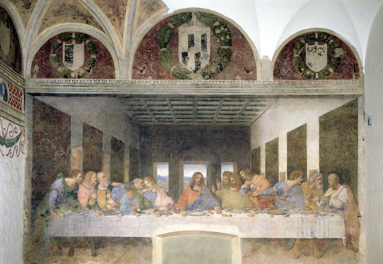 Den sista måltiden, 1495-97 (efter restaurering) av Leonardo da Vinci