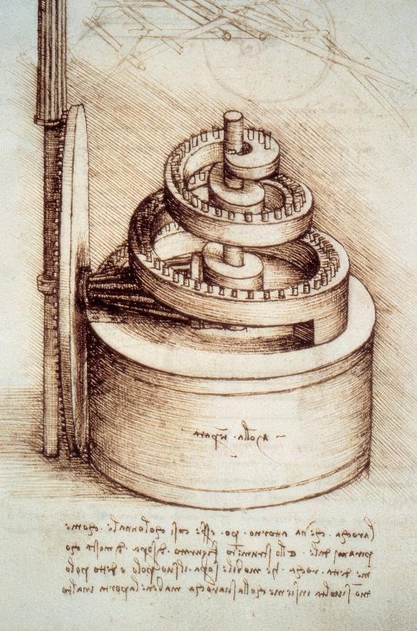 Huvudfjäder av en klocka av Leonardo da Vinci