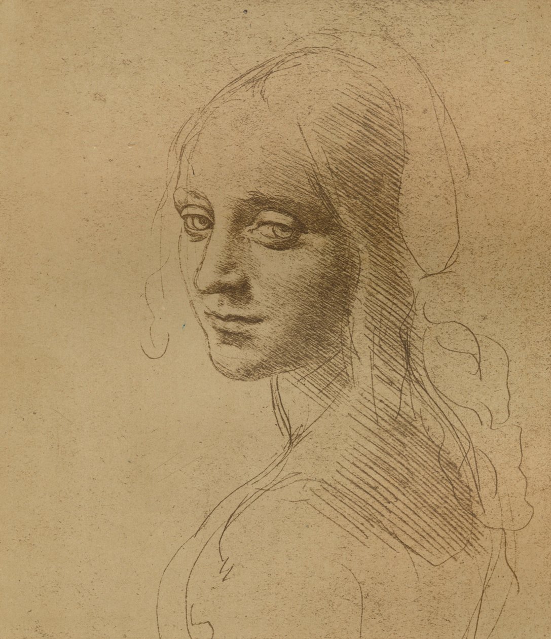 Ett kvinnligt huvud, c1472-c1519 1883, av Leonardo da Vinci