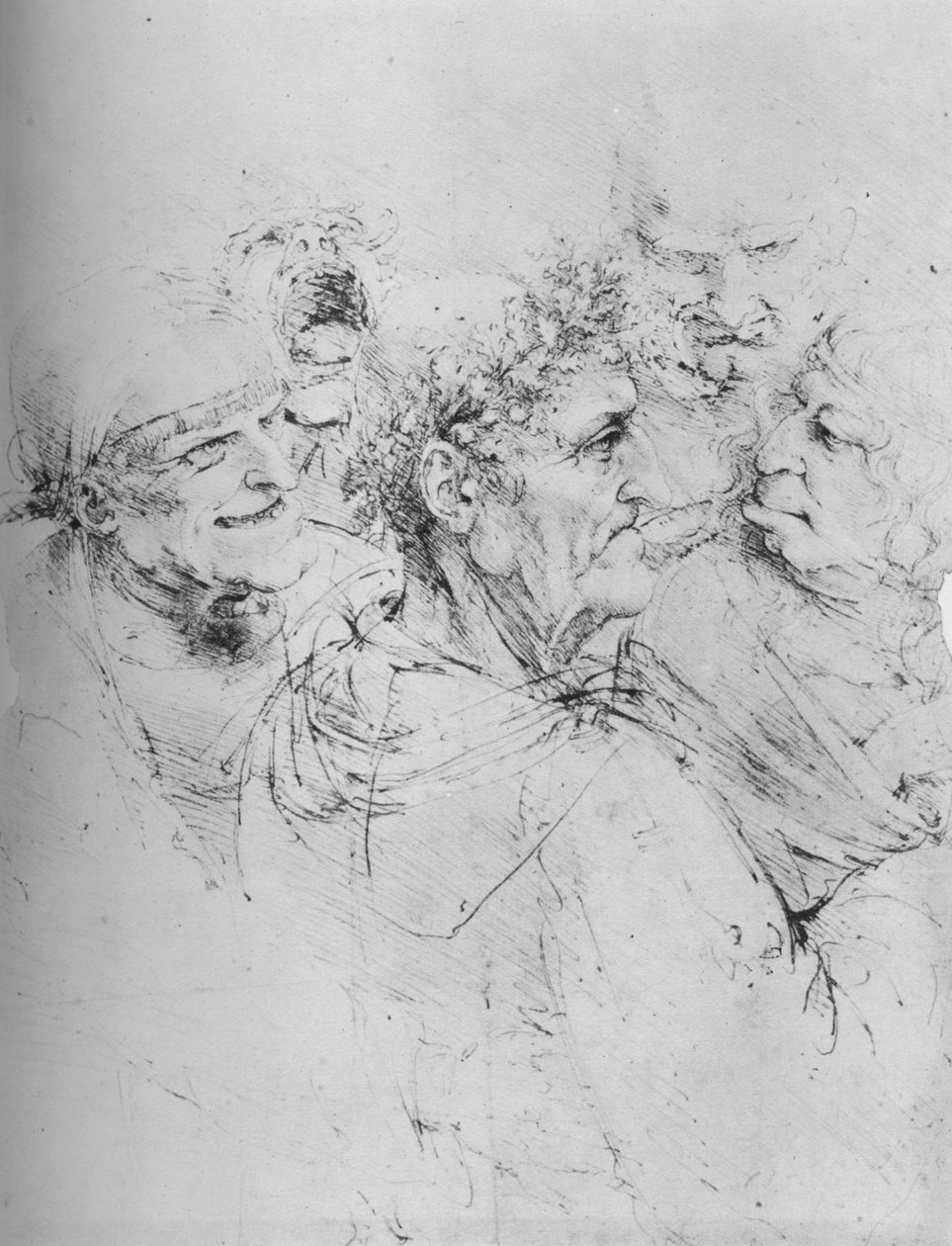 Fem groteska huvuden, c1480 1945 av Leonardo da Vinci