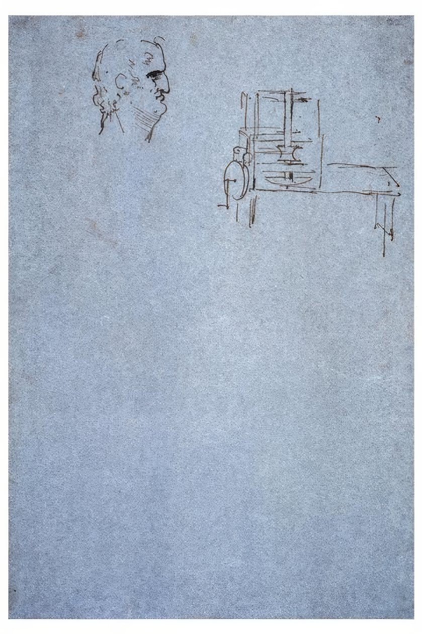 Manlig profilporträtt av Leonardo da Vinci
