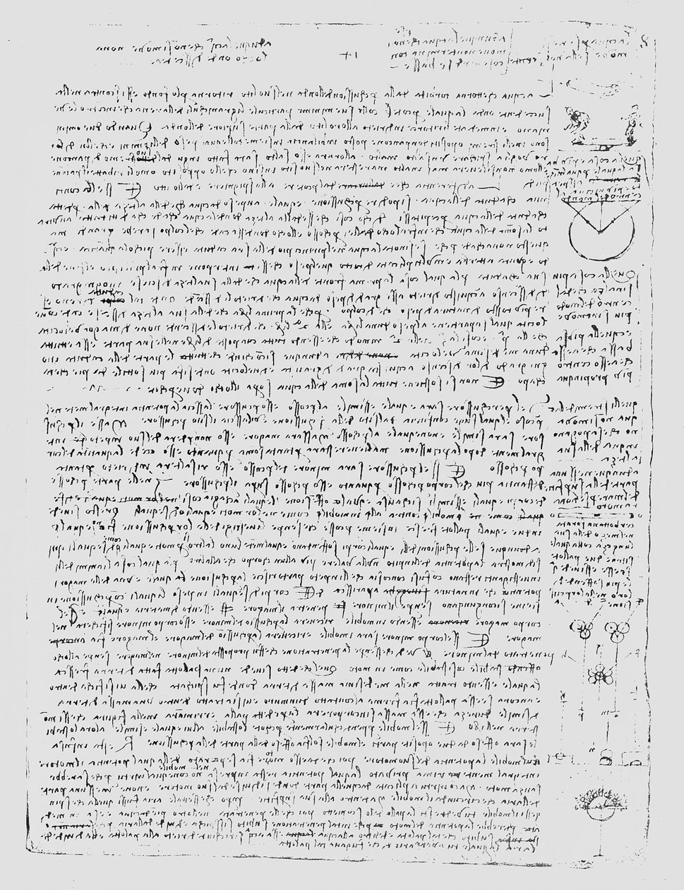 Sida från Codex Leicester, 1508-12 av Leonardo da Vinci