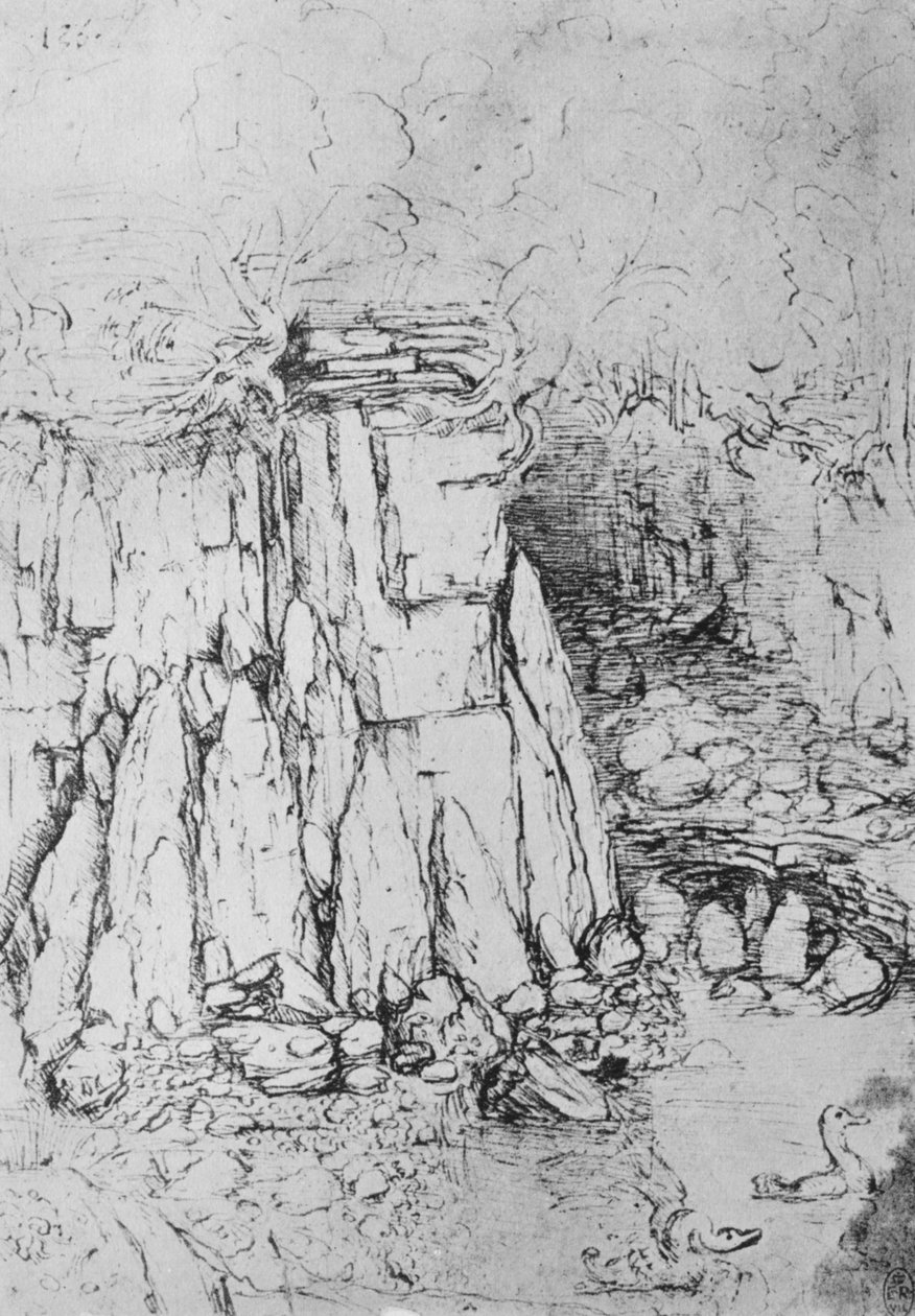 Rocks and Stream, c1480 1945 av Leonardo da Vinci