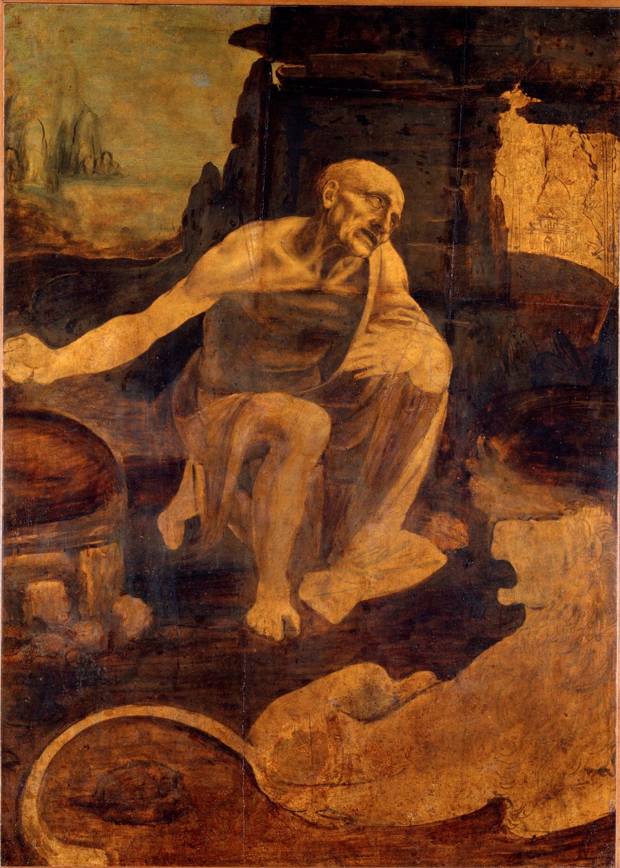 Sankt Hieronymus, ca 1480 (olja på trä) av Leonardo da Vinci