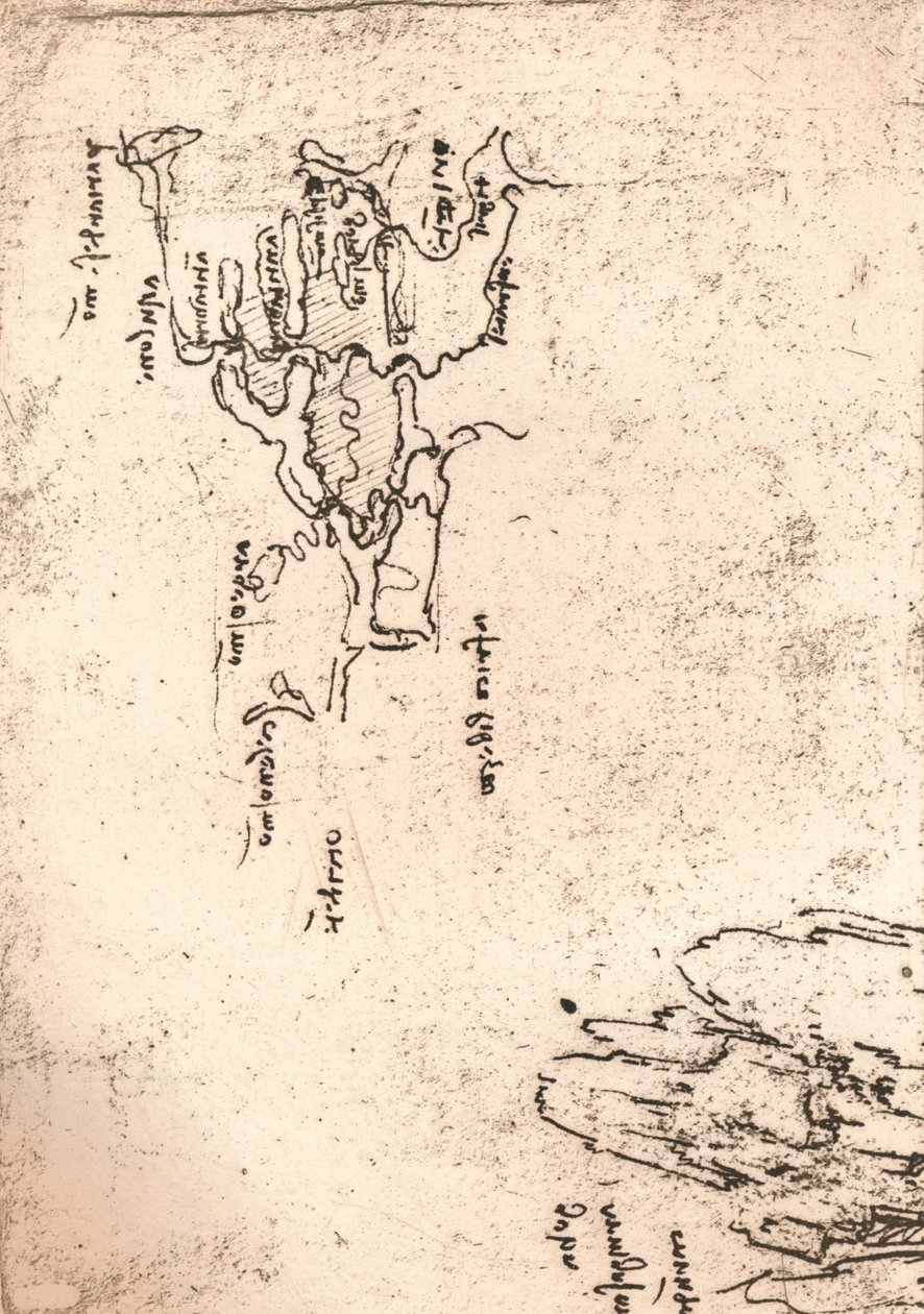 Skisskarta över Armenien, c1472-c1519 1883 av Leonardo da Vinci