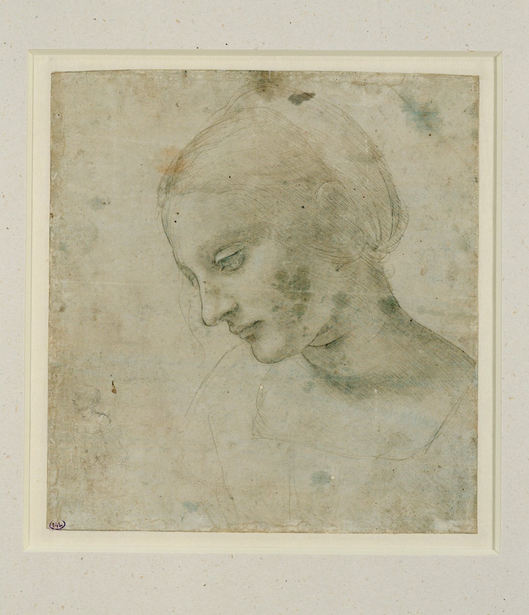 Kvinnohuvud nästan i profil ... av Leonardo da Vinci