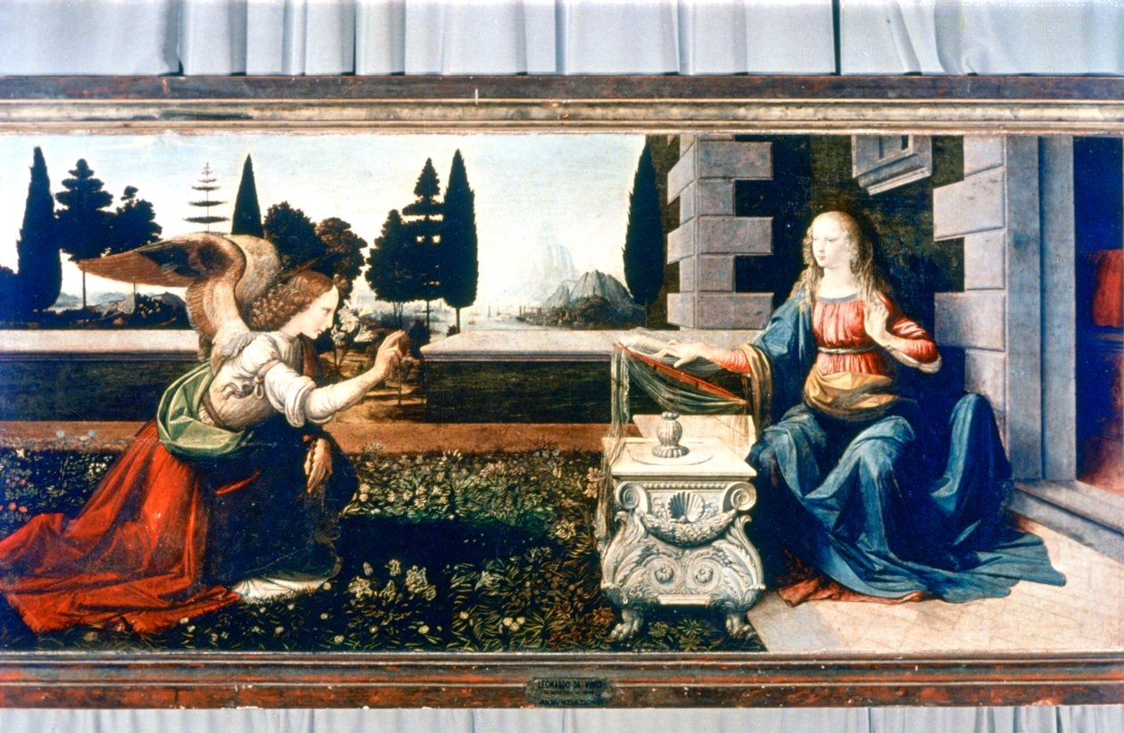 Bebådelsen, 1472-1475 av Leonardo da Vinci