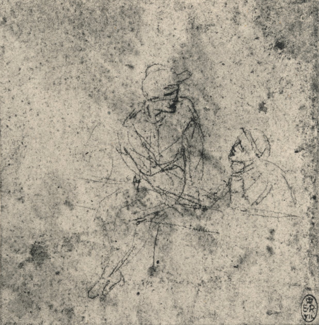 Två figurer i samtal, c1480 1945 av Leonardo da Vinci