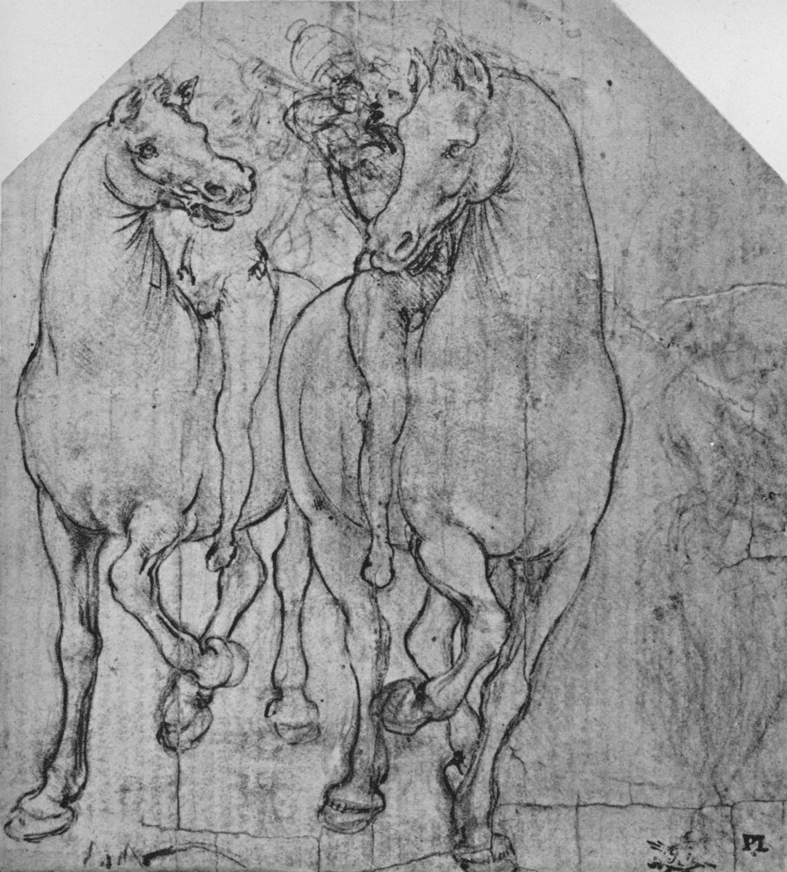Två ryttare, c1480 1945 av Leonardo da Vinci