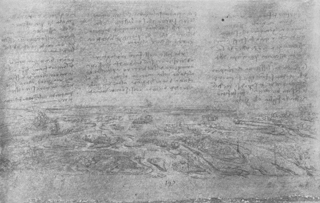 Utsikt över ett delta, c1480 1945 av Leonardo da Vinci
