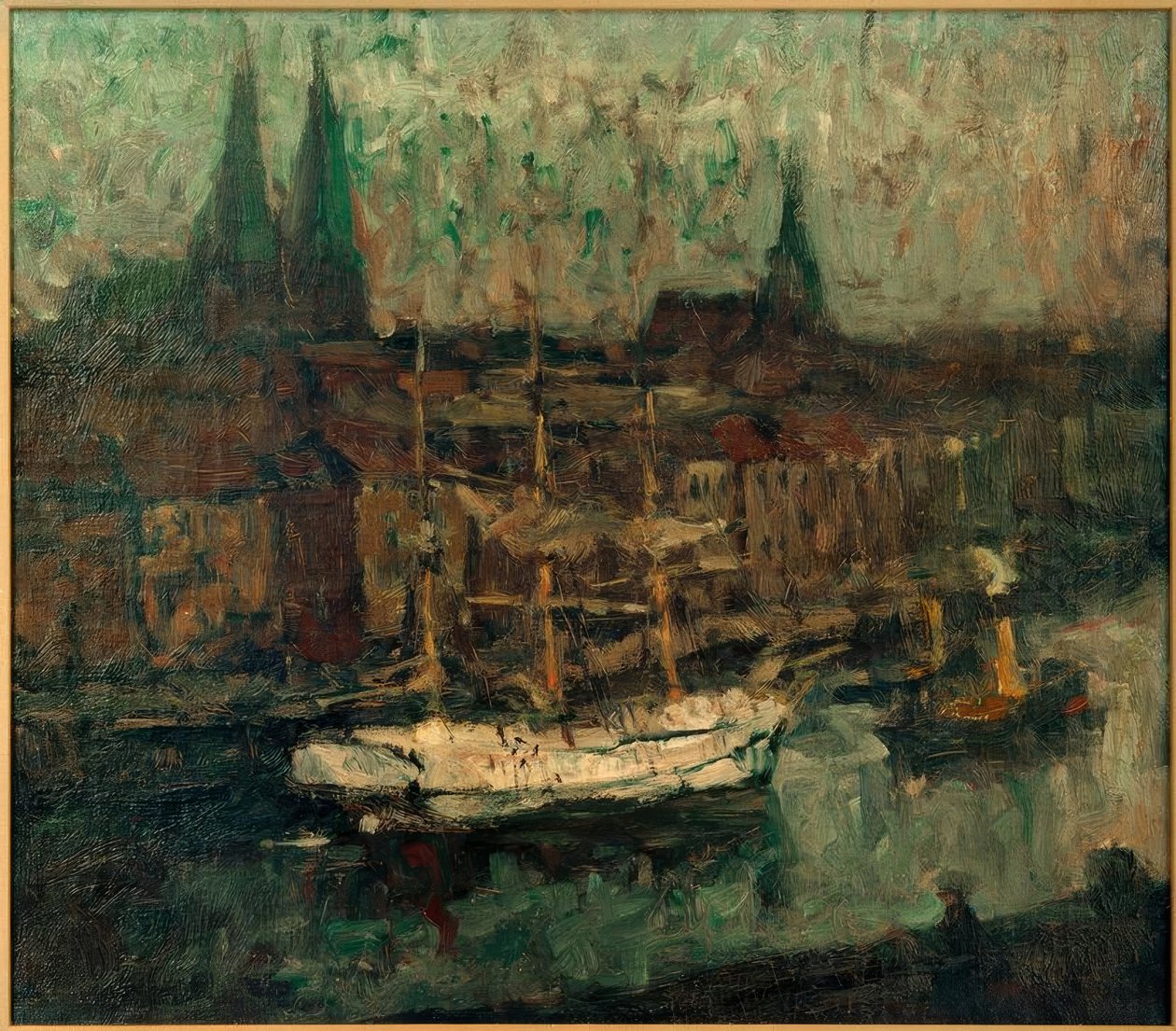 Barck i hamnen i Lübeck av Leonhard Sandrock
