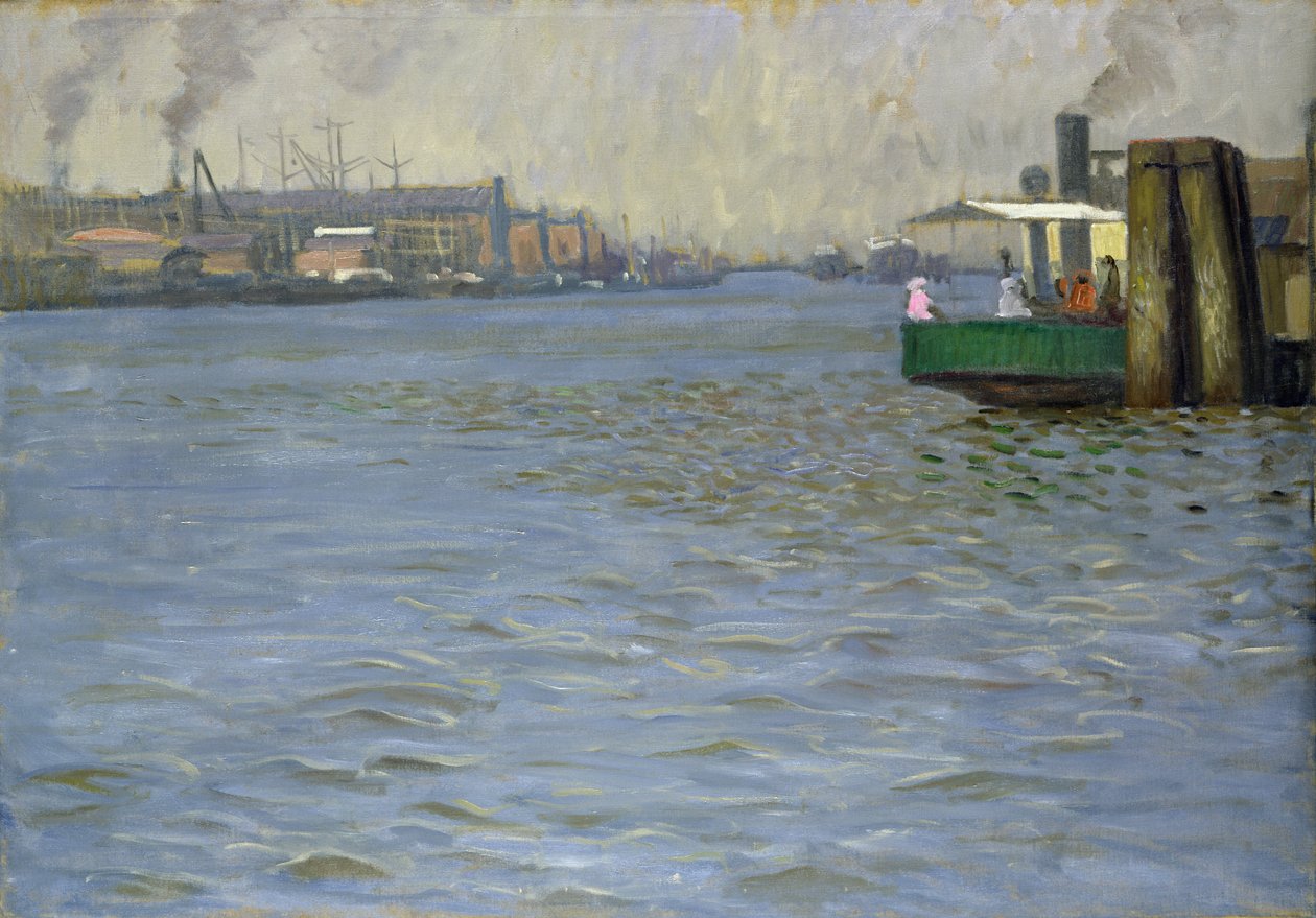 Söndagsatmosfär på Elbe, St. Paul Landing Bridge, 1901 (se även 192003) av Leopold Karl Walter von Kalckreuth
