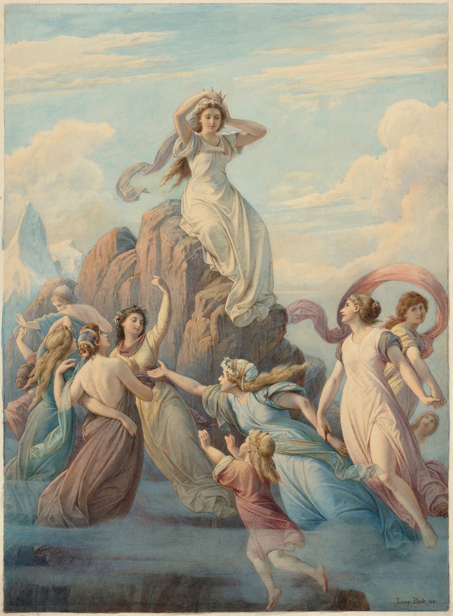 Berglied Mountain Song efter Friedrich Schiller, 1881. av Leopold Bode