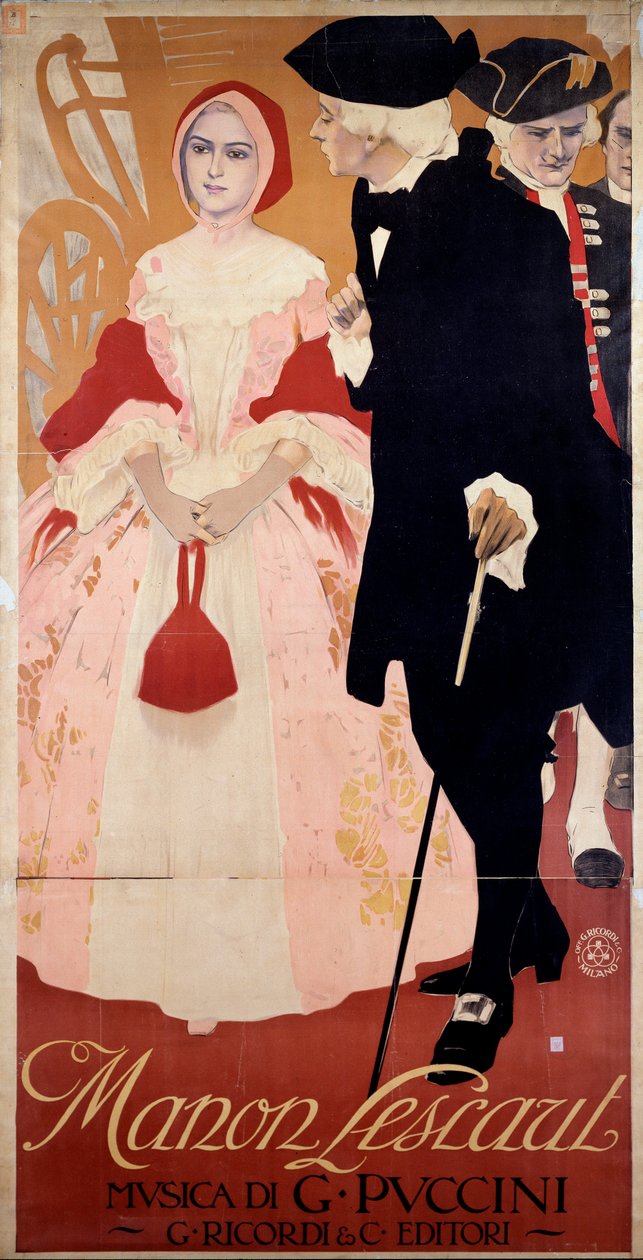 Manon Lescaut 1909 (affisch) av Leopoldo Metlicovitz