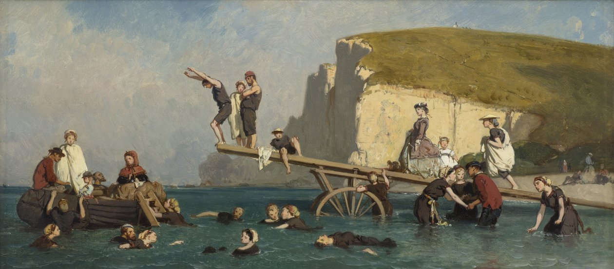 Badgäster vid Étretat, ca. 1858. av Lepoittevin