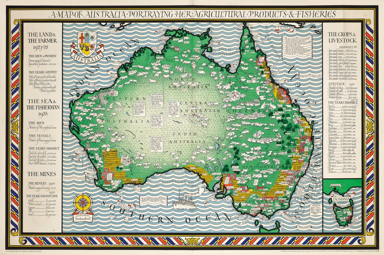 En karta över Australien av Leslie MacDonald Gill