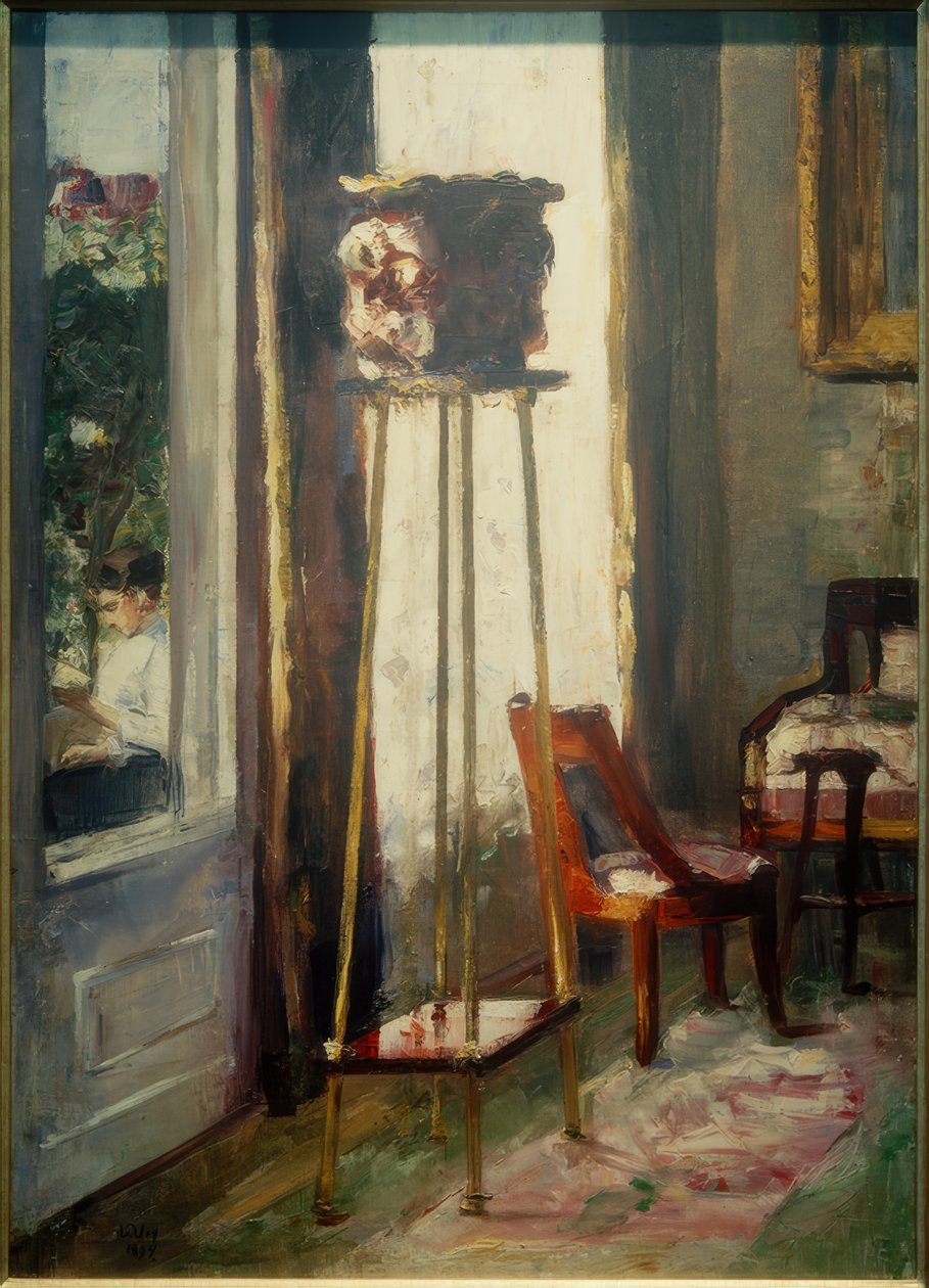 Interiör (interiörscen och läsande kvinna) av Lesser Ury