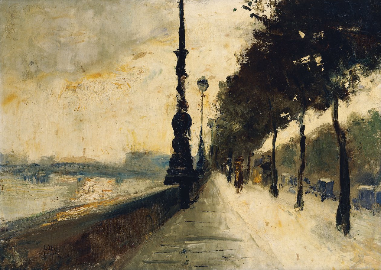 The Embankment, London; Der Uferdamm, London, 1926 av Lesser Ury