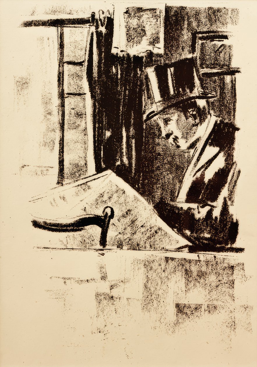 Tidningsläsare med cylinder av Lesser Ury
