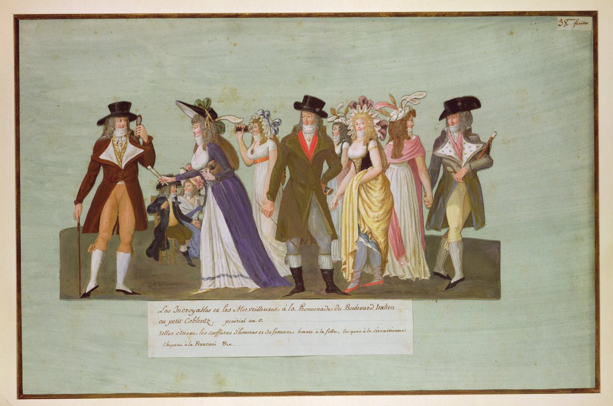 Fol.5 Incroyables och Merveilleuses på Boulevard des Italiens av Lesueur Brothers
