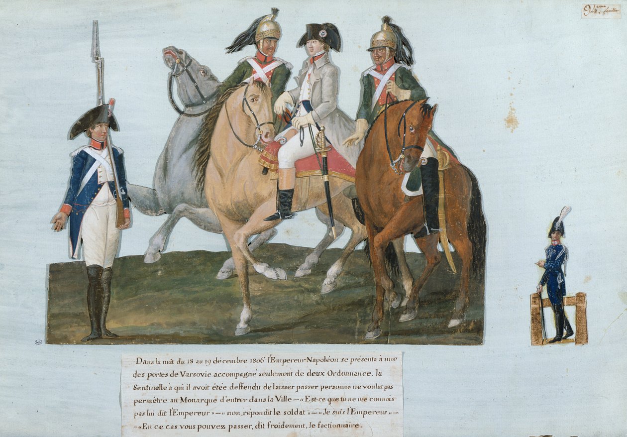 Napoleon Bonaparte (1769-1821) och Varsovian Sentry av Lesueur Brothers