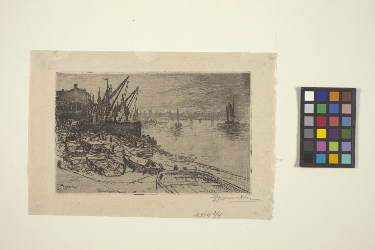 Themsen, i London (etsning) av Lewis Henry Meakin