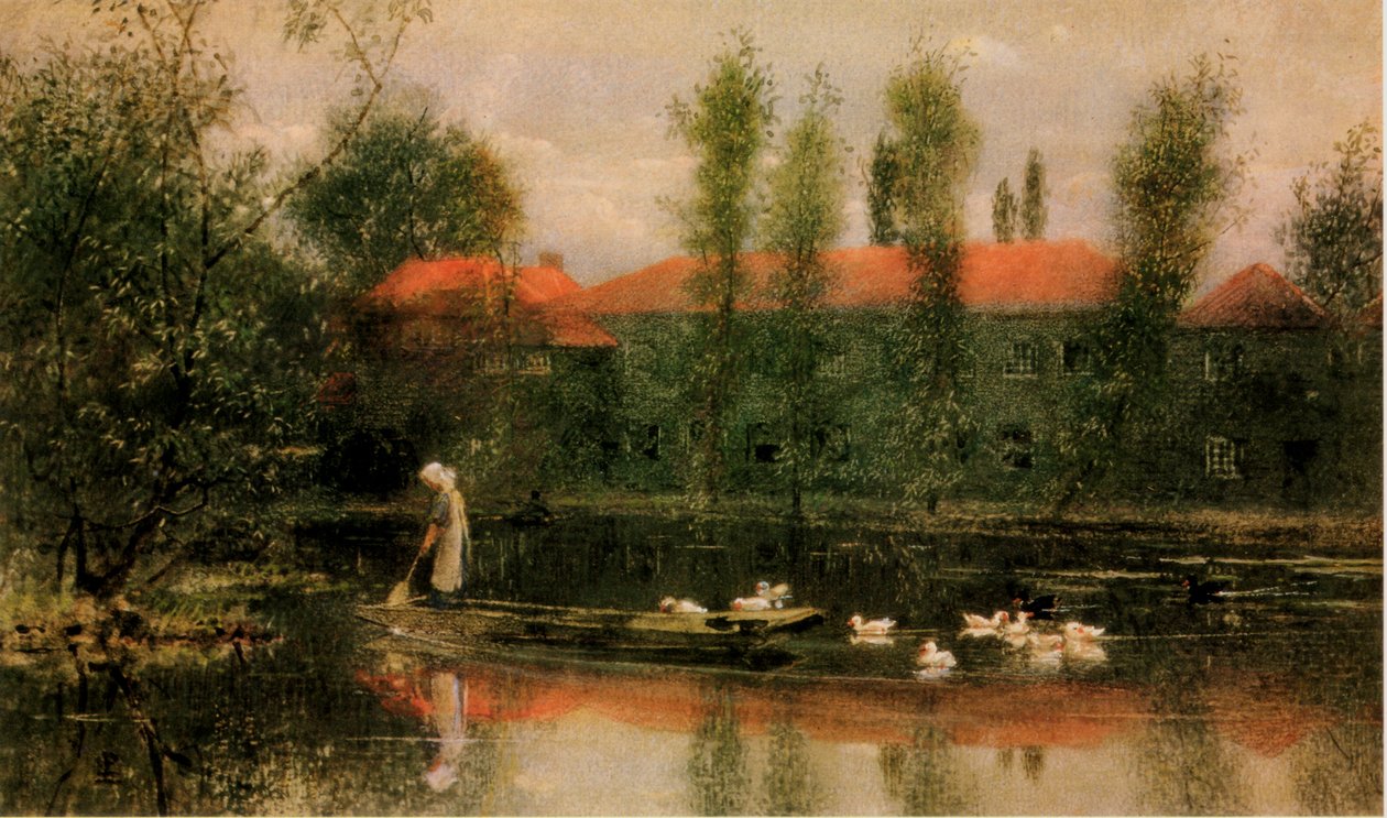 The Pond at William Morriss Works at Merton av Lexden L. Pocock