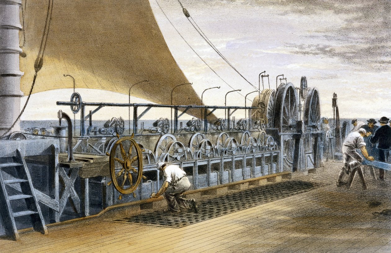 Kabeldragning ombord på Brunels "Great Eastern" av Unbekannt Unbekannt