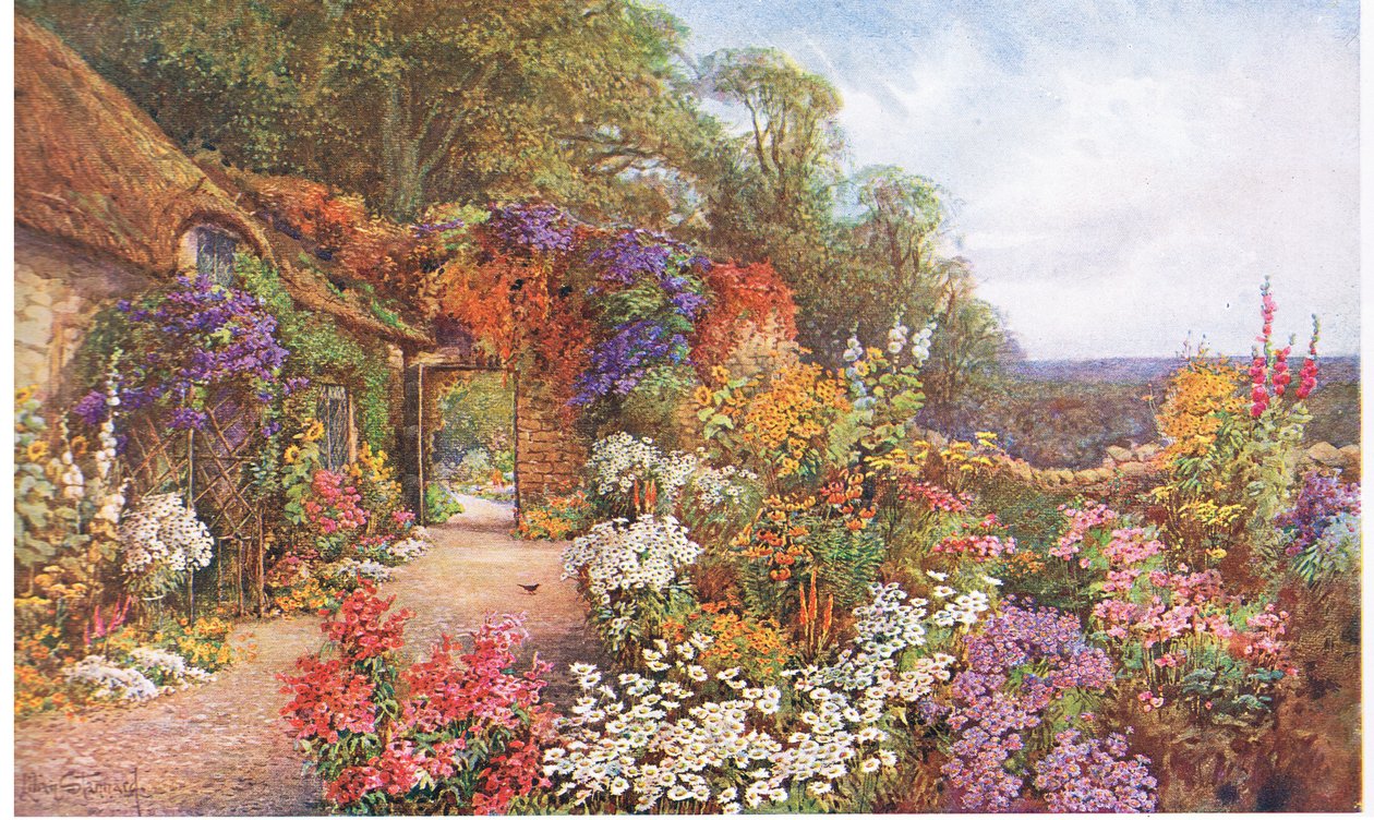 En gammal trädgård, från The Gardens of England: In the Southern and Western Counties publicerad av The Studio, 1907 av Lilian Stannard