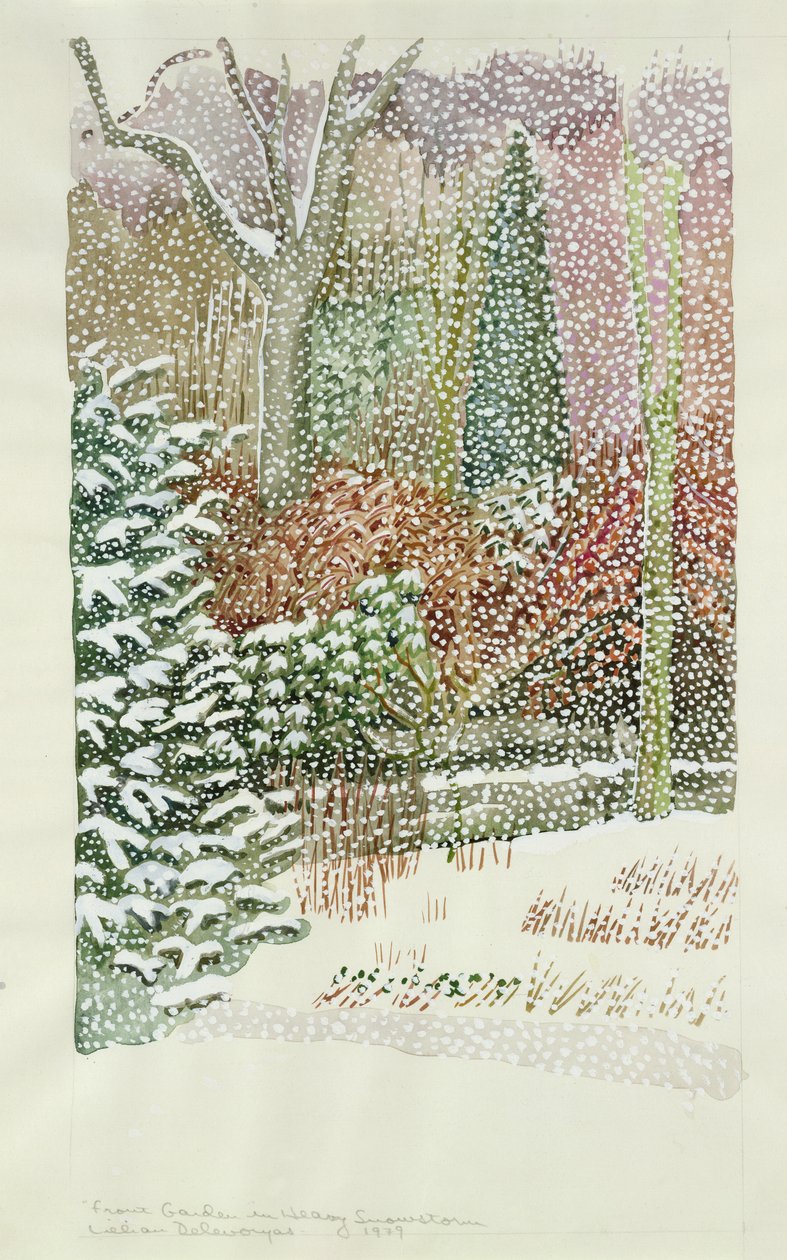 Front Garden i kraftig snöstorm av Lillian Delevoryas