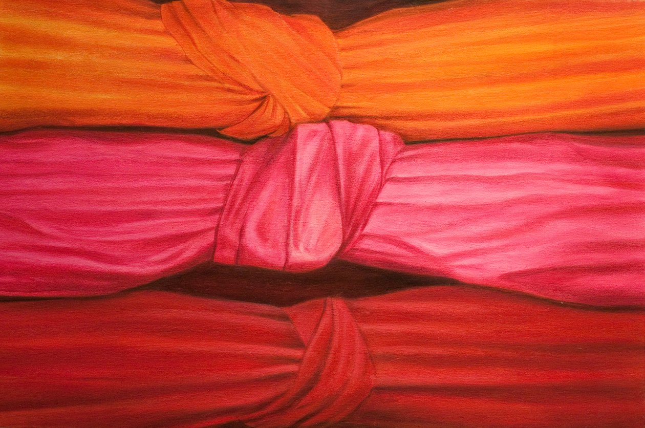 Silk Knots, 2010 (akryl på duk) av Lincoln Seligman